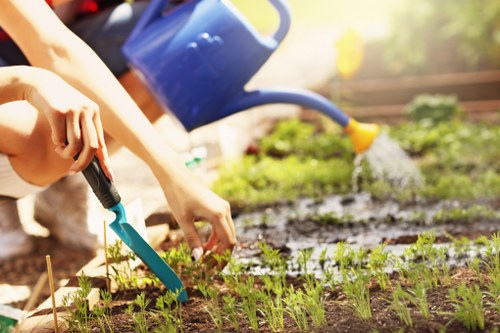 Landscaping team reviewing ethical labour standards